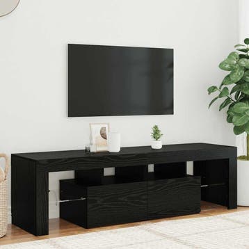 vidaXL Tv-meubel met LED 140x36,5x40 cm bewerkt hout zwart, Verzenden