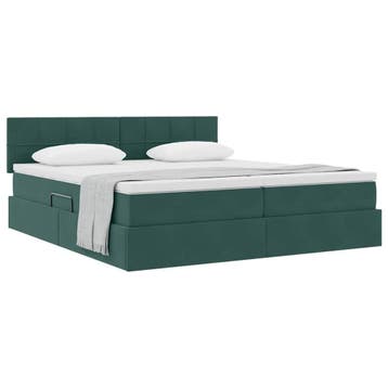 vidaXL Opbergbed 2 st Donkergroen 180 x 200 cm Velvet, Verzenden