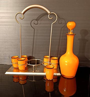 stile Art Deco, set liquore - Service à boisson - Opaline,
