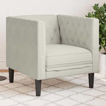 vidaXL Fauteuil Chesterfield-stijl fluweel crèmekleurig, Verzenden