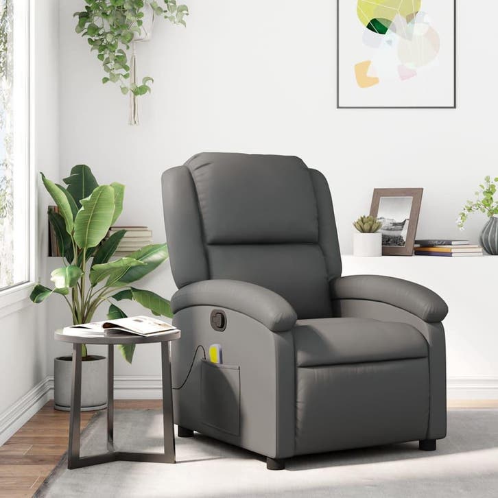 vidaXL Massagestoel van grijs kunstleer, Maison & Meubles, Fauteuils, Envoi