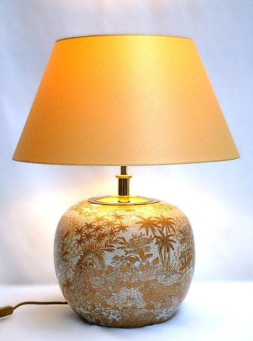 Lamp - Porselein, Messing - gemaakt in Duitsland, Antiquités & Art, Art | Objets design