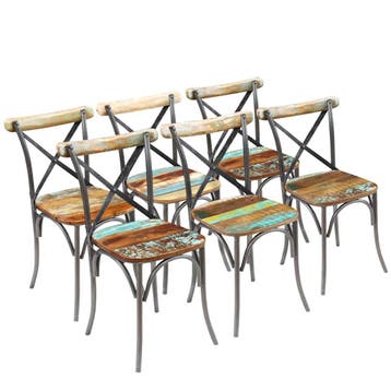 vidaXL Eetkamerstoelen 6 st massief gerecycled hout, Verzenden, Nieuw