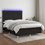 vidaXL Boxspring met matras en LED stof zwart 140x200 cm, Verzenden