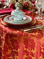 Gouden en rode adamascado mantel voor grote tafels, met