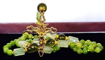 Chrysoprase, peridoot en rutielkwarts – Rozenkrans –