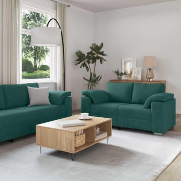 vidaXL bank / zetel 3 st Donkergroen Linnenmix Stoffen, Verzenden, Nieuw
