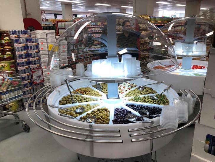 Ronde Olijvenbar met led verlichting, Zakelijke goederen, Kantoor en Winkelinrichting | Winkel en Inventaris, Ophalen