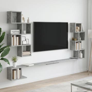 vidaXL Wandgemonteerd TV Rek Betongrijs 180 x 15 x 94 cm, Huis en Inrichting, Verzenden, Nieuw
