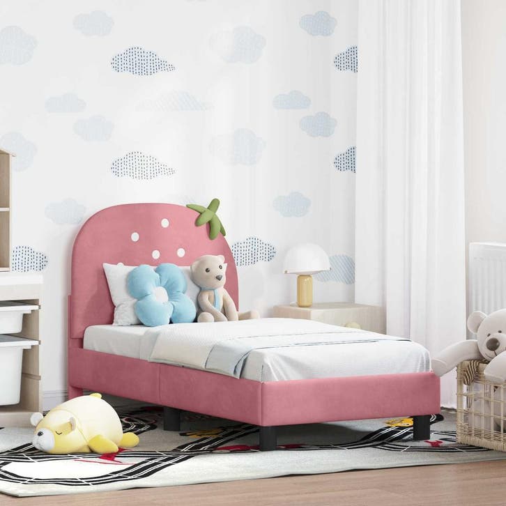 vidaXL Peuterbedframe met hoofdboard Roze 70 x 140 cm, Maison & Meubles, Chambre à coucher | Lits, Envoi
