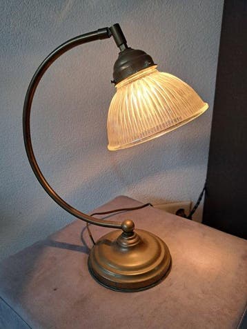 Art Deco desklamp - Lampe de bureau - Laiton, Verre - Lampe