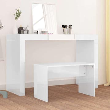 vidaXL Kaptafelkruk 70x35x45 cm bewerkt hout hoogglans wit, Maison & Meubles, Tabourets, Verzenden