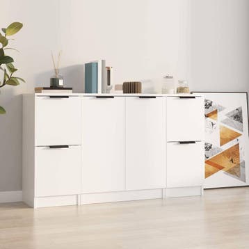 vidaXL Dressoirs 3 st bewerkt hout wit, Huis en Inrichting, Verzenden, Nieuw