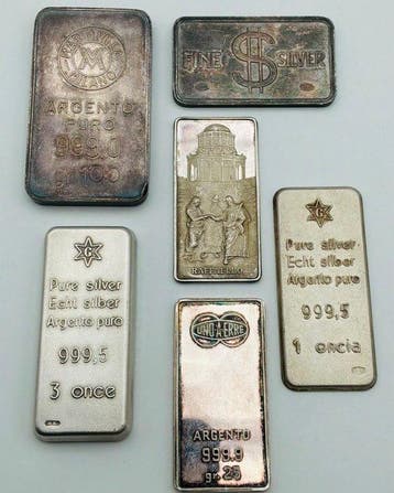 288 grams - Zilver .999 - various refineries, Postzegels en Munten, Edelmetalen en Baren