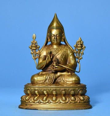 Zittend standbeeld van Meester Tsongkhapa - Koper -