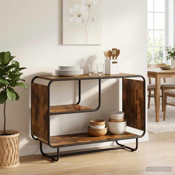 vidaXL Dressoir Gerookt eiken 93.5 x 37.5 x 64.5 cm Bewerkt, Verzenden, Nieuw