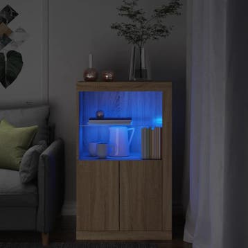 vidaXL Bijzetkast met LED-verlichting bewerkt hout sonoma, Verzenden