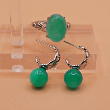 Zeegroene amazoniet sierset- 7 g - (2), Verzamelen, Mineralen en Fossielen