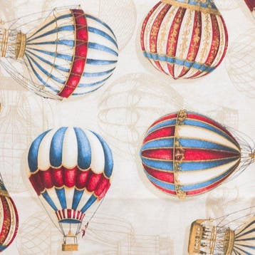 BA148 - Decoratieve stof met blauwe luchtballonnen –, Antiek en Kunst