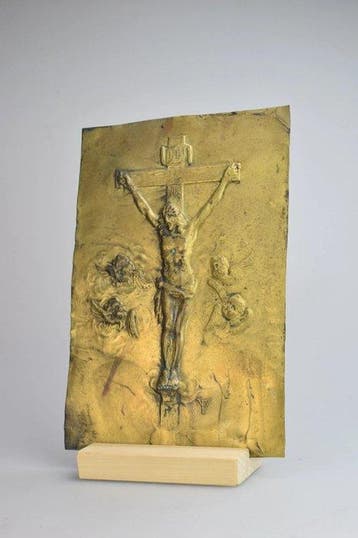 Kruis - Messing - 1850-1900 - Christus aan het Kruis - 22 x