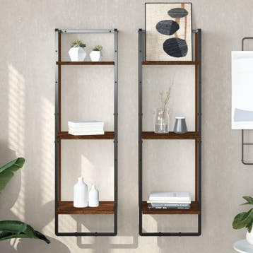 vidaXL Wandrek 3-laags 30x25x100 cm bewerkt hout bruin, Verzenden