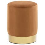 vidaXL Kruk fluweel 28 x 36 cm bruin en goudkleurig, Huis en Inrichting, Stoelen, Verzenden, Nieuw
