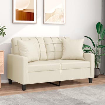 vidaXL Tweezitsbank / zetel met sierkussens 120 cm kunstleer, Verzenden