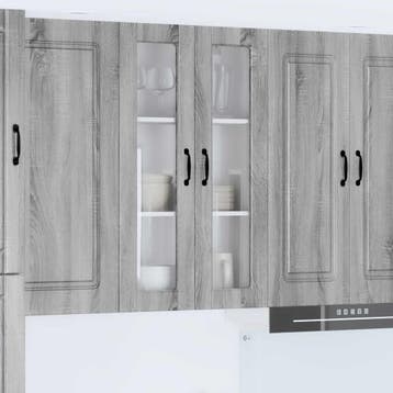 vidaXL Wandglas Kasten PORTO Grijs Sonoma 60 x 31 x 100 cm, Verzenden