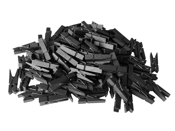 Set van 100 kleine wasknijpers van hout (35 mm, zwart), Doe-het-zelf en Bouw, Gereedschap | Overige machines, Nieuw, Verzenden