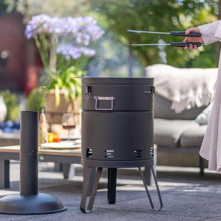 Barbecue tonneau 2 en 1 - 51 x 46,5 x 126 cm, Tuin en Terras, Houtskoolbarbecues, Verzenden