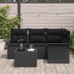 vidaXL Tuinbank Set met opslag 5 pcs Zwart poly rattan, Tuin en Terras, Verzenden, Nieuw
