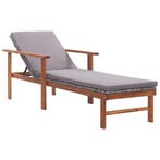 vidaXL Ligbed met kussen poly rattan en massief acaciahout, Verzenden, Nieuw