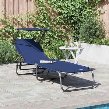 vidaXL Opvouwbare zonnebed Blauw 190 x 57 x 81 cm oxford, Verzenden, Nieuw
