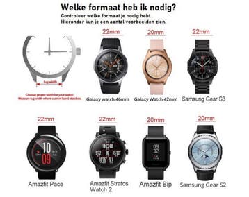 DrPhone LB1 - Lederen Armband - 22mm - Zwart - Universeel, Verzenden, Nieuw