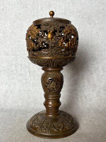 Brûleur dencens - Bronze - Draken, ajourés