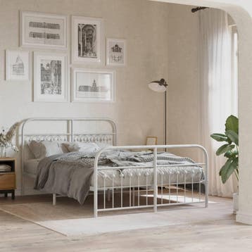 vidaXL Bedframe met hoofd- en voeteneinde metaal wit 140x200, Huis en Inrichting, Verzenden, Nieuw