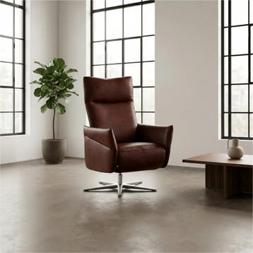 Leren relaxfauteuil Ease - Granada Cognac (donkercognac) -, Nieuw, Ophalen of Verzenden, 50 tot 75 cm, Industrieel, Modern