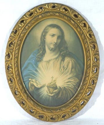 Lijst- Heilig Hart van Jezus - 30 cm - Hout, pers