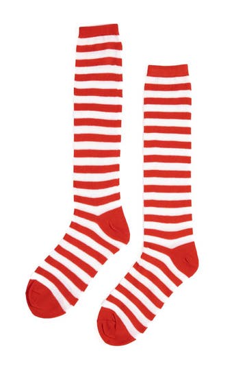 KIMU® Sokken Rood Wit Lange Gestreepte Kousen 36-41 Carnaval, Ophalen of Verzenden