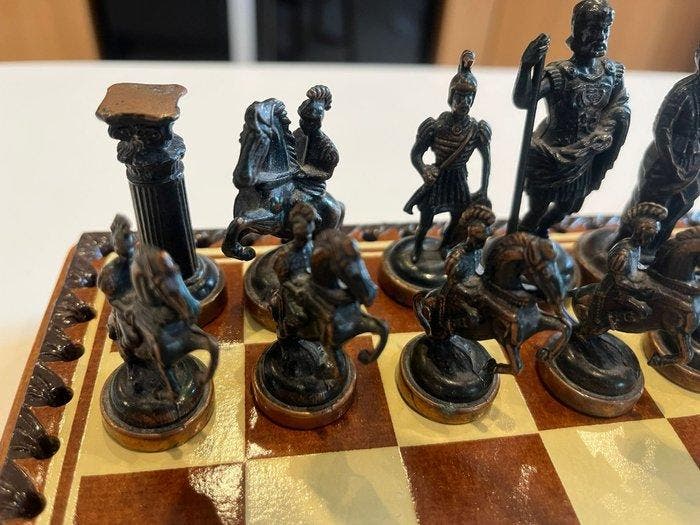 Schaakspel - Metaal, Antiquités & Art, Curiosités & Brocante