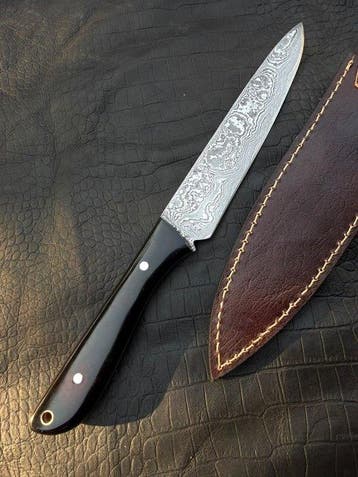 Couteau de cuisine - Couteau japonais, forgé en damas,
