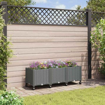 vidaXL Tuin planter met wielen Lichtgrijs 120 x 40 x 48 cm, Verzenden, Nieuw