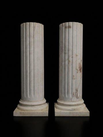 Sculpture, Coppia di colonne in marmo bianco - 102 cm -, Antiquités & Art