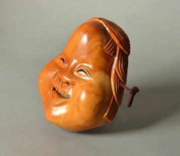 Noh masker - Hout - Kleine Otafuku/Okame-masker (Zonder