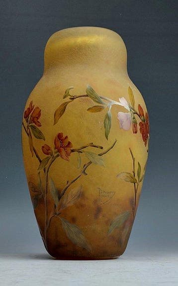 Daum Frères - Vase - Verre - Cognassier du Japon - 27,5 cm, Antiek en Kunst