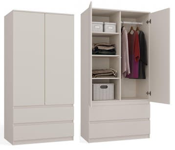 Kledingkast creme 90 cm met legplanken en roedestang Creme, Verzenden
