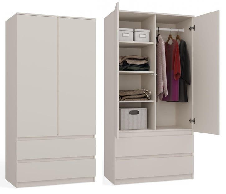 Kledingkast creme 90 cm met legplanken en roedestang Creme, Huis en Inrichting, Kasten | Kleerkasten, 50 tot 75 cm, Nieuw, Overige houtsoorten