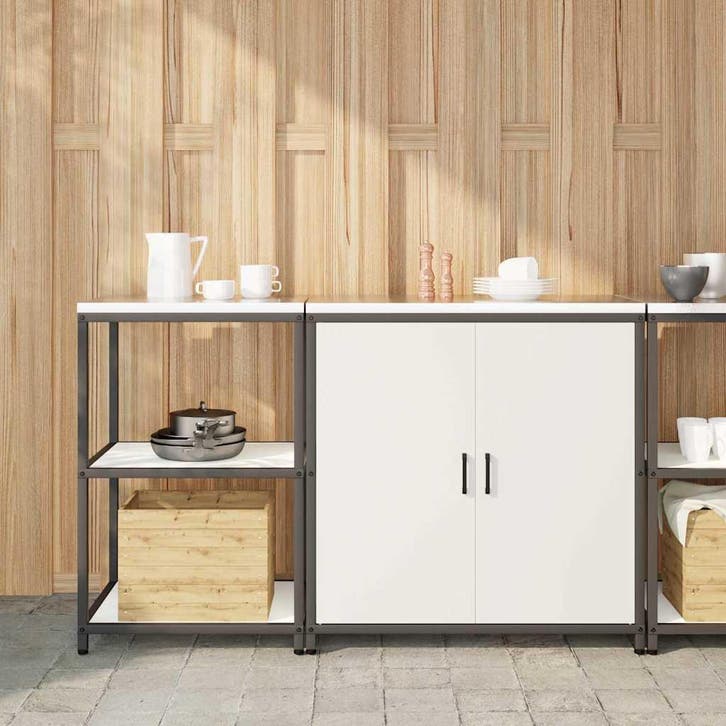 vidaXL Keukenopbergsysteem HATTEM 2 st Wit Koudgewalst staal, Maison & Meubles, Armoires | Autre, Envoi