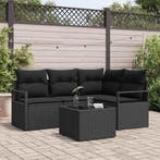 vidaXL Bankstel met kussen met opslag 5 pcs Zwart poly, Verzenden, Nieuw