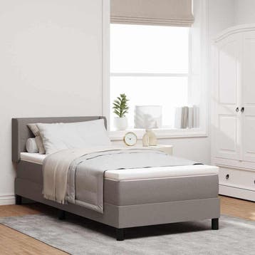 vidaXL Boxspring bed met hoofdeinde Taupe 200 x 100 cm Stof, Huis en Inrichting, Slaapkamer | Bedden, Verzenden, Nieuw